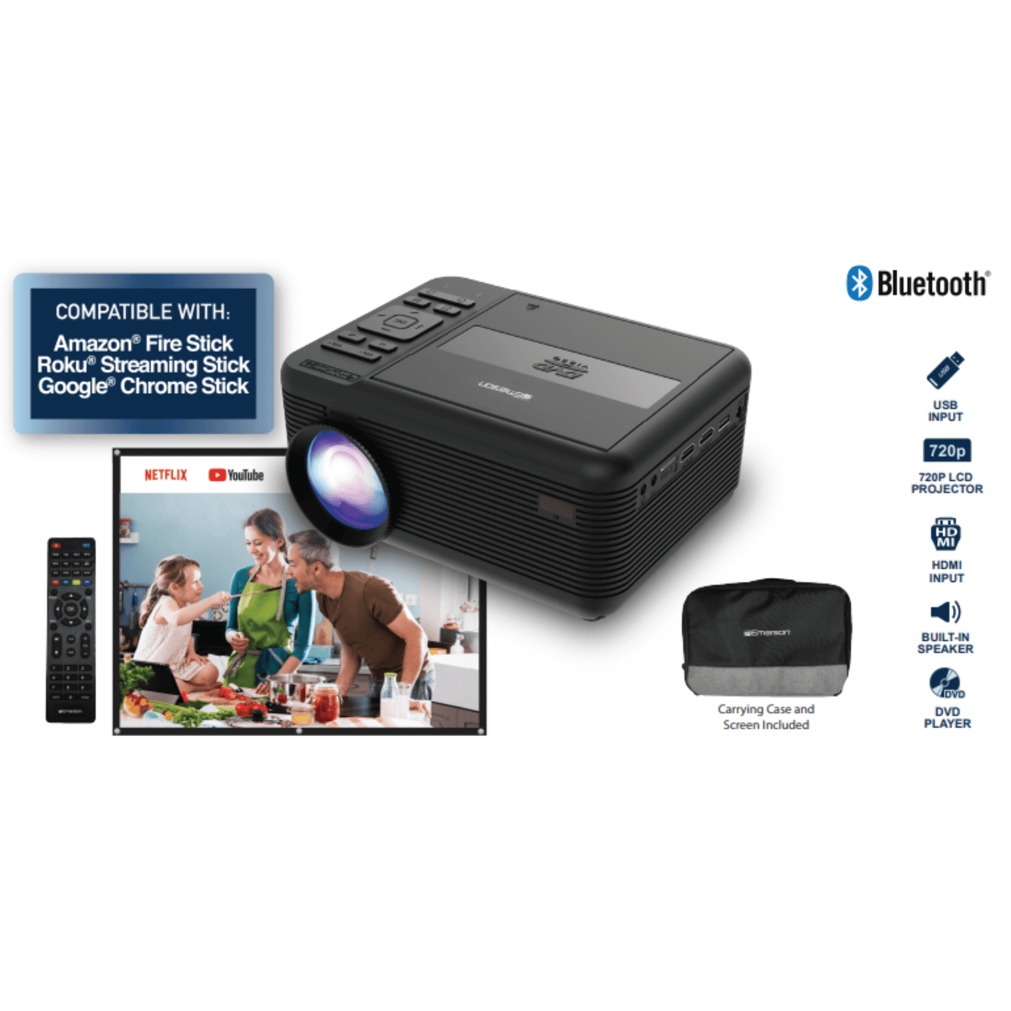 Emerson LCD Projector with Built-In DVD Player