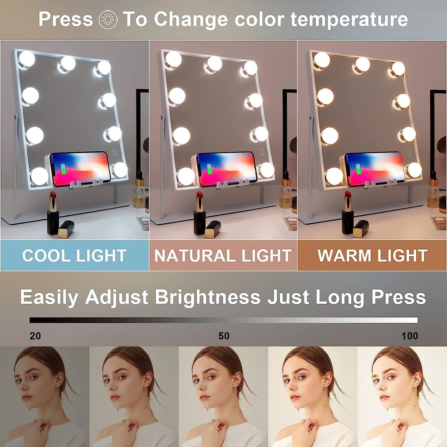 Magic Vanity Mirror with Bluetooth & Wireless Charging